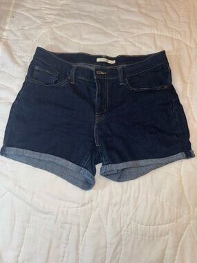 Levi Classic Dark Indigo Rolled-Cuff Women's Denim Shorts